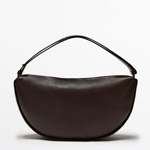 Massimo Dutti Dark Brown Leather Shoulder Bag